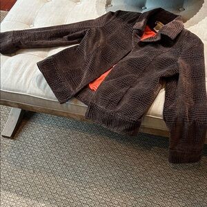 Patrick Christopher Brown 100% Cotton Velvet Reptilian Print Blazer Size Medium